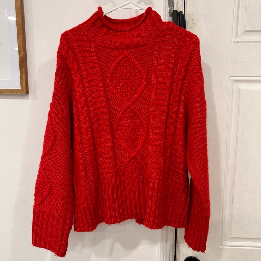 Sanctuary Red roll neck chunky knit Sweater large